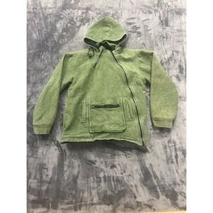 Monkey Temple Fleece Jacket Womens Medium Green Hooded Asymmetrical Zip Outdoor